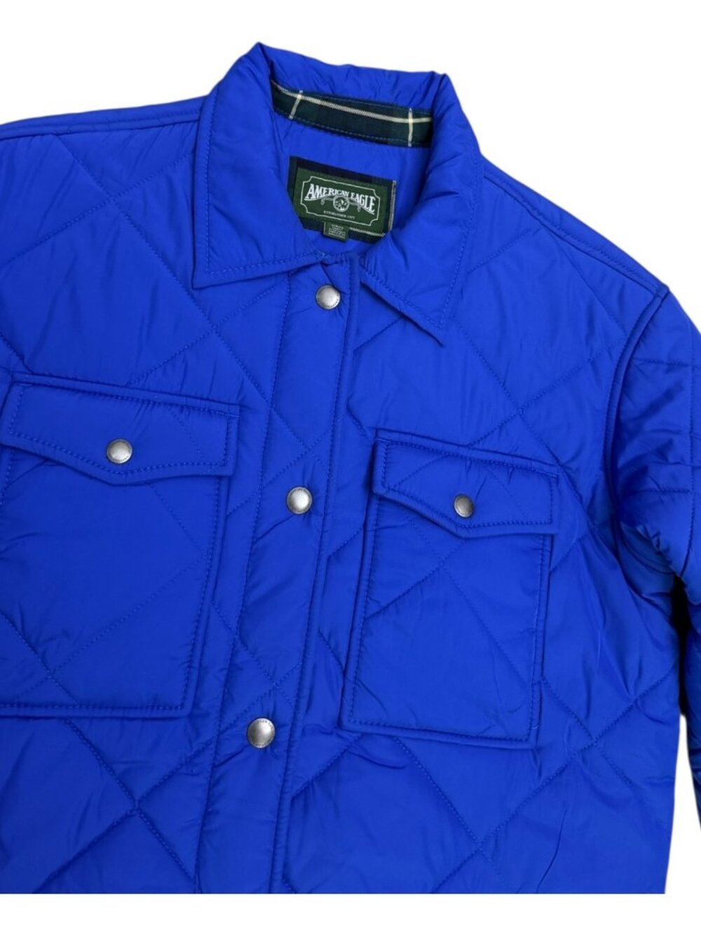 AMERICAN EAGLE Jacket Quilted Vibrant Blue Designer Puffer Parka Womens Small - Picture 4 of 5